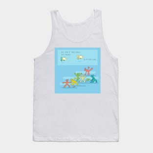 Cute underwater yoga comic with fishes and corals Tank Top